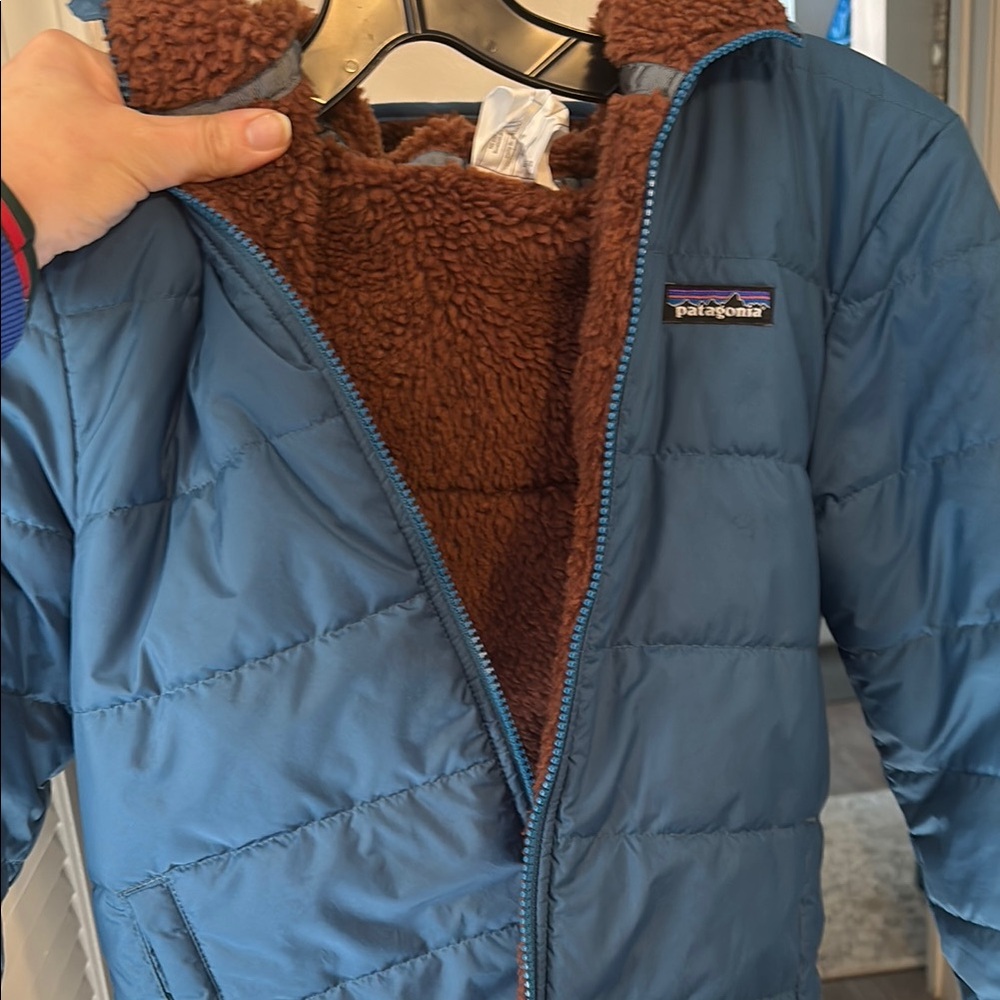 Patagonia Blue Jacket with Brown Lining